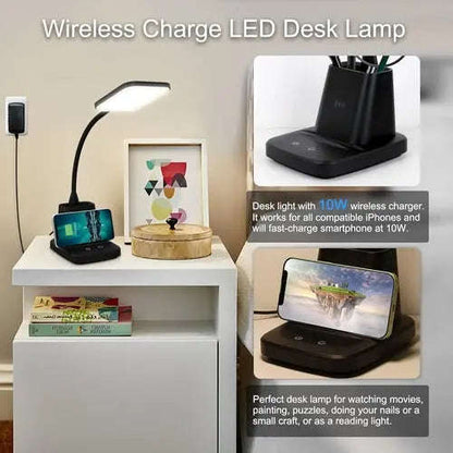 All-in-One LED Lamp & Organizer Splashis 10W wireless charging 3 color modes 4 in 1 lamp adjustable brightness adjustable desk lamp aesthetic ambient lighting anti glare lamp apartment essentials beauty light bedroom decor bedroom lamp bedside