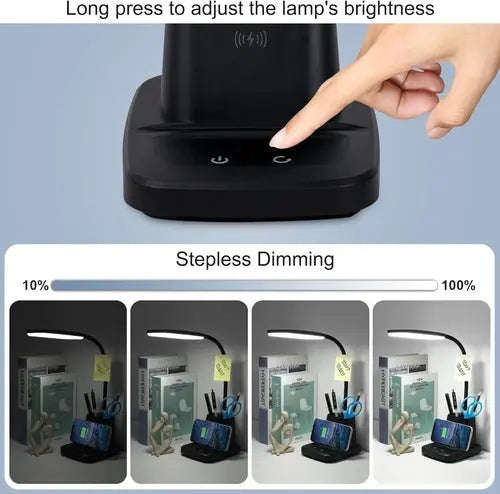 All-in-One LED Lamp & Organizer Splashis 10W wireless charging 3 color modes 4 in 1 lamp adjustable brightness adjustable desk lamp aesthetic ambient lighting anti glare lamp apartment essentials beauty light bedroom decor bedroom lamp bedside