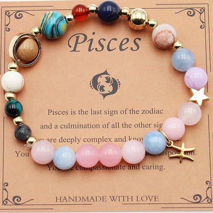 Eight Planets 12 Constellation Bracelet Morgan Stone Beaded Bracelet in various zodiac colors and styles