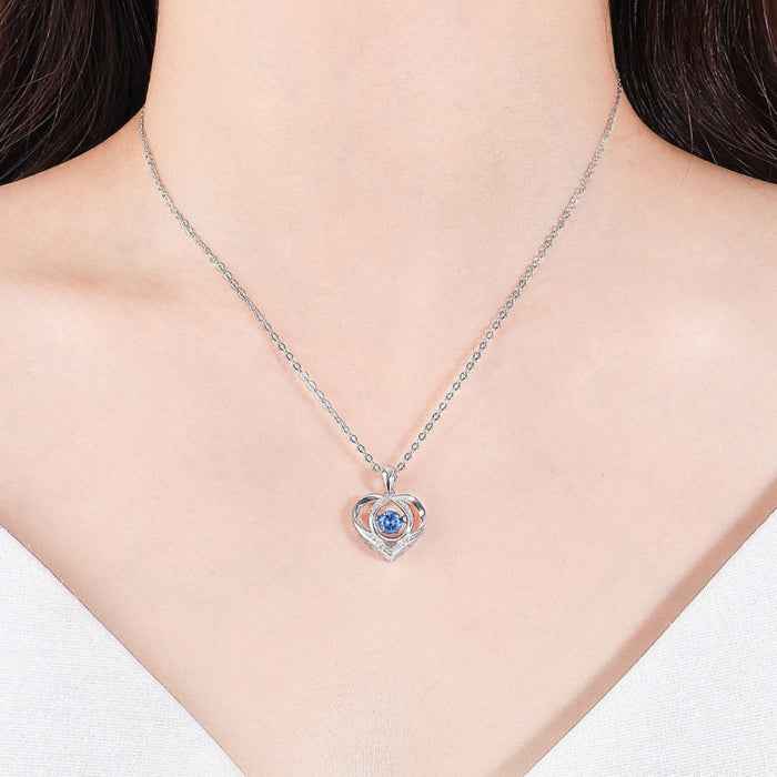 Rhinestone heart necklace in 925 sterling silver — primary view