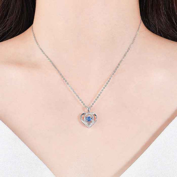 Rhinestone heart necklace in 925 sterling silver — primary view