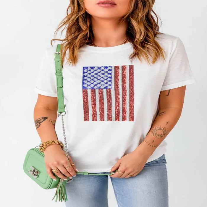 Sequin American flag t-shirt — primary view Huvudsaklig produktbild