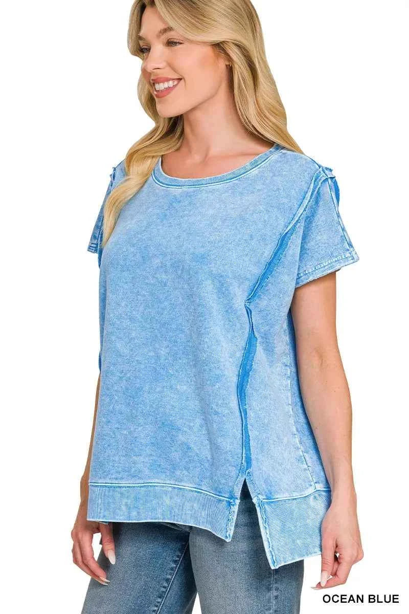 Snow Washed Oversized Top Sekundär produktbild