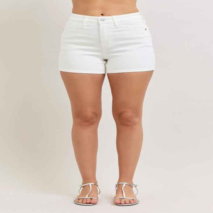 Plus size high-waisted slim shorts — primary view Main image
