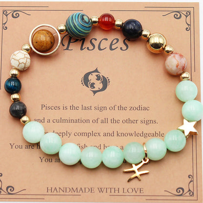 Eight Planets 12 Constellation Bracelet Morgan Stone Beaded Bracelet in various zodiac colors
