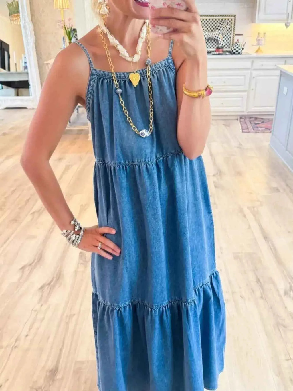 Tiered plus size denim dress — additional view 2
