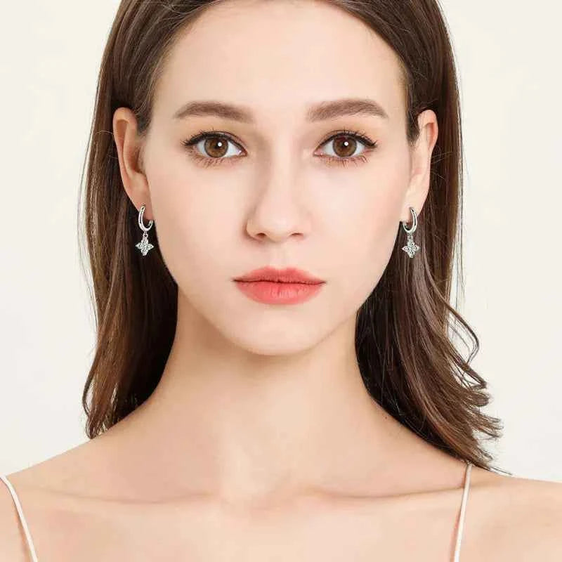 Moissanite hoop drop earrings 0.8 carat in 925 silver — additional view 2