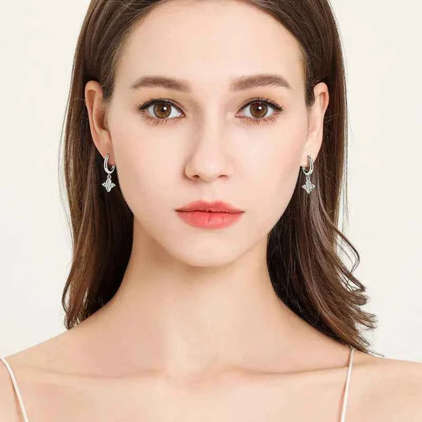 Moissanite hoop drop earrings 0.8 carat in 925 silver — additional view 2