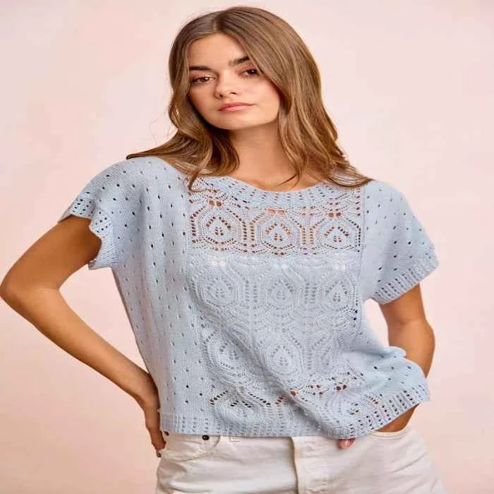 Eyelet knit top — primary view Main image