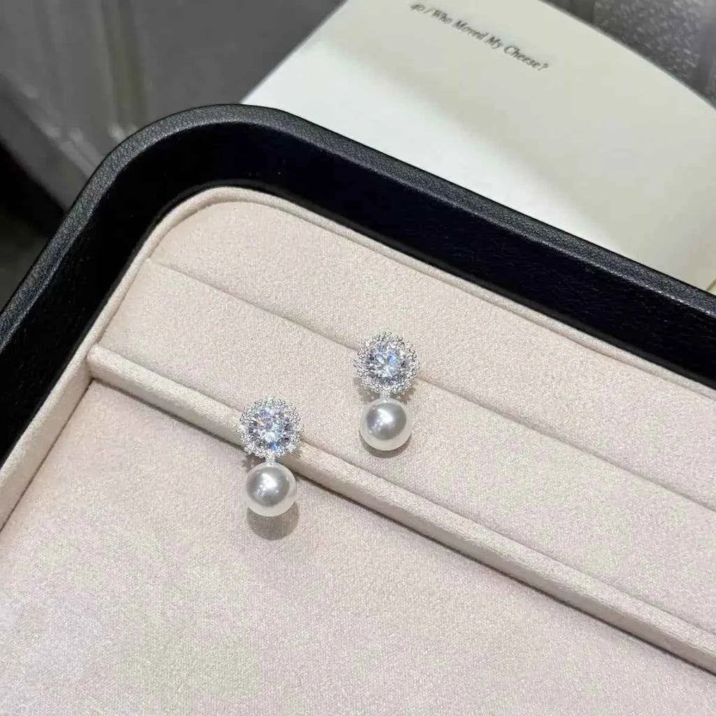 Zircon pearl drop earrings in 925 silver — additional view 3