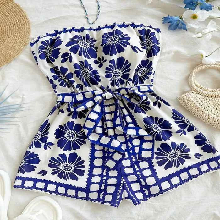 Strapless tie waist romper — primary view Main image