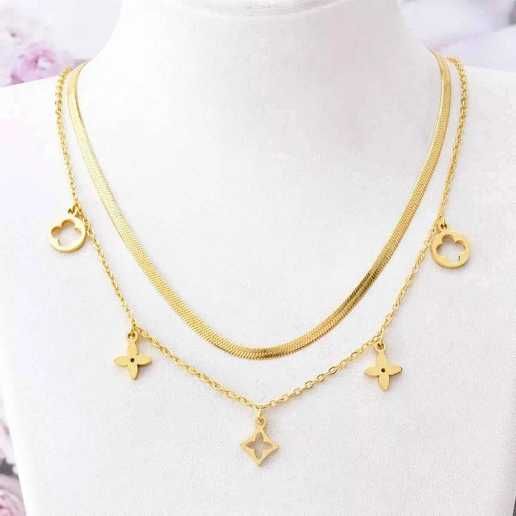 Double layered charm necklace in titanium steel — additional view 2