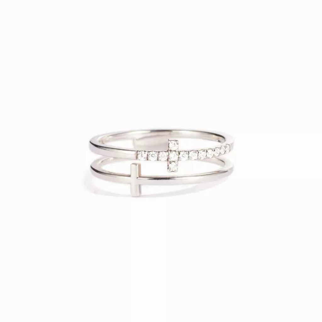 Double band zircon cross ring in 925 silver — additional view 9