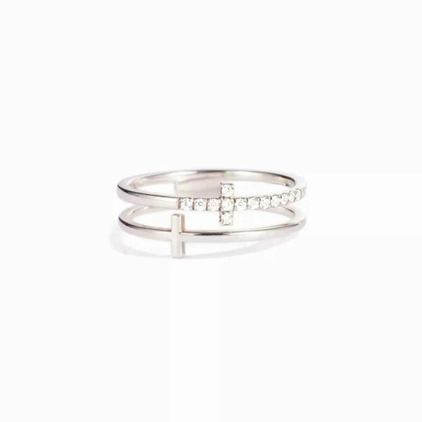 Double band zircon cross ring in 925 silver — additional view 9