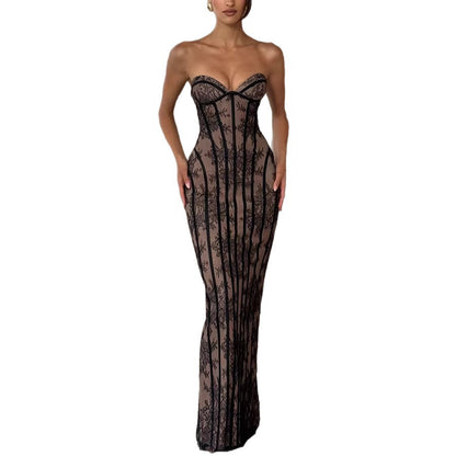 Trendy Off-Shoulder Lace Dress - Splashis