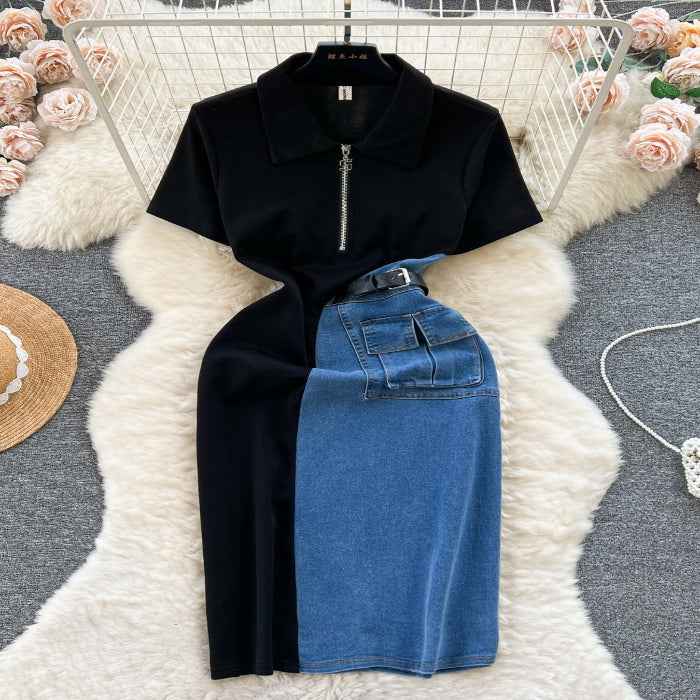 Plus size denim midi dress — primary view Main image