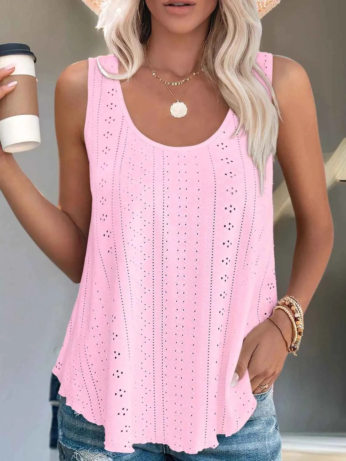 Chic Eyelet Scoop Neck Tank Secondary image