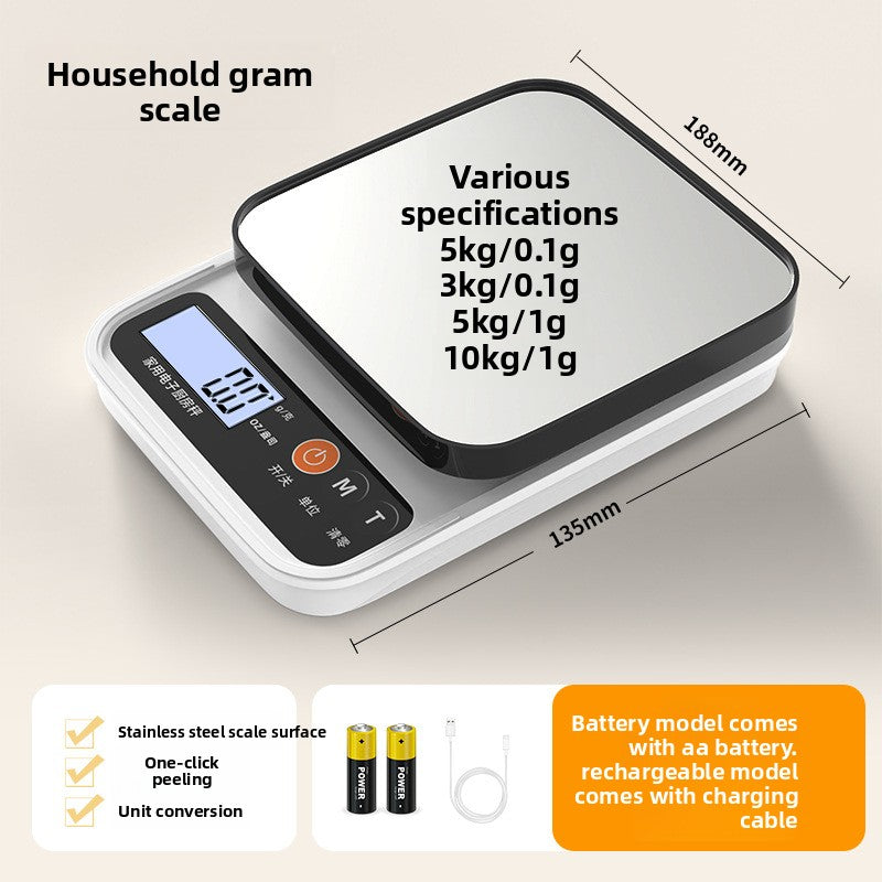 Kitchen gram scale stainless steel platform detail
