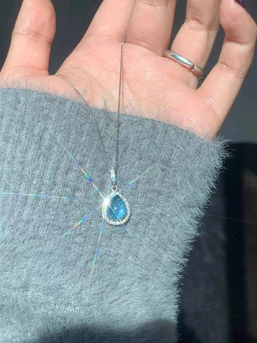 Crystal teardrop necklace in 925 sterling silver — additional view 6