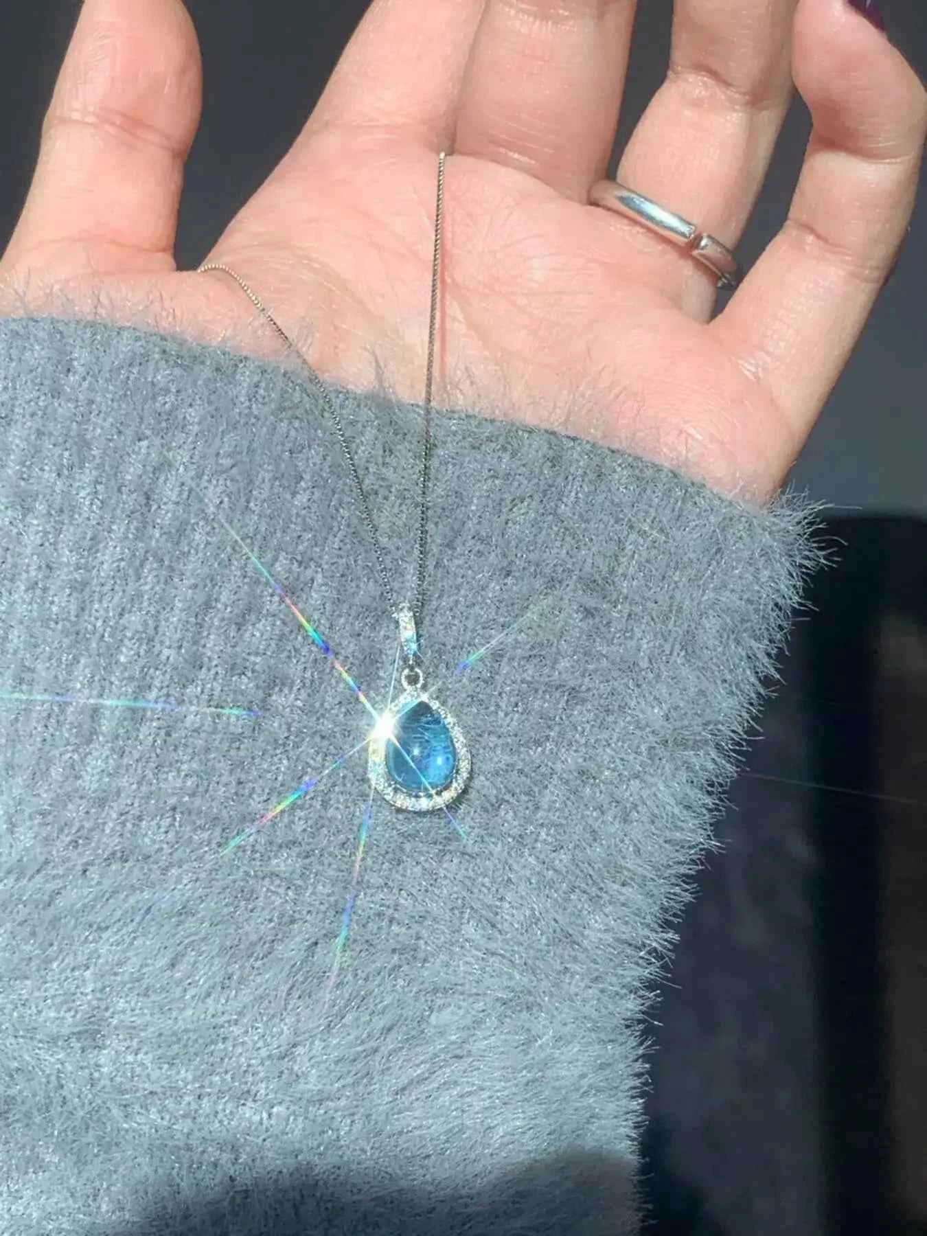 Crystal Teardrop Necklace 925 Sterling Silver-Necklaces-Splashis-Splashis