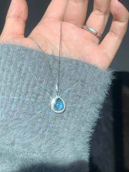 Crystal Teardrop Necklace 925 Sterling Silver-Necklaces-Splashis-Splashis