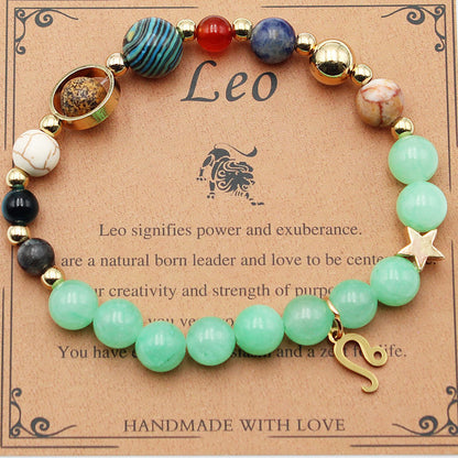 Eight Planets 12 Constellation Bracelet Morgan Stone Beaded Bracelet with zodiac signs and natural stones
