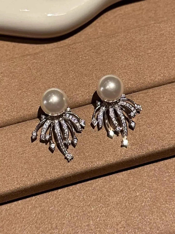 Zircon and pearl earrings in 925 sterling silver — additional view 3