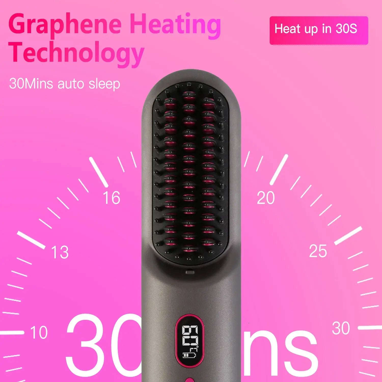 Cordless Hair Straightener Brush Splashis 12 heat settings 12 Heat Settings (248-446°F) 12 Temps & 40-Min Battery | Portable Frizz-Free Styling Anywhere 30 second heat up adjustable heat brush adjustable temperature brush affordable luxury
