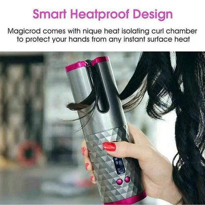Cordless Wireless Hair Curler Splashis 5000mAh Battery 6 Temperature Settings adjustableheat Alternating Curls Anti-Scald Design Anti-Tangle Technology At-Home Salon Auto Curler Auto Shut-Off auto-rotating Automatic Rotation Beauty Gadget