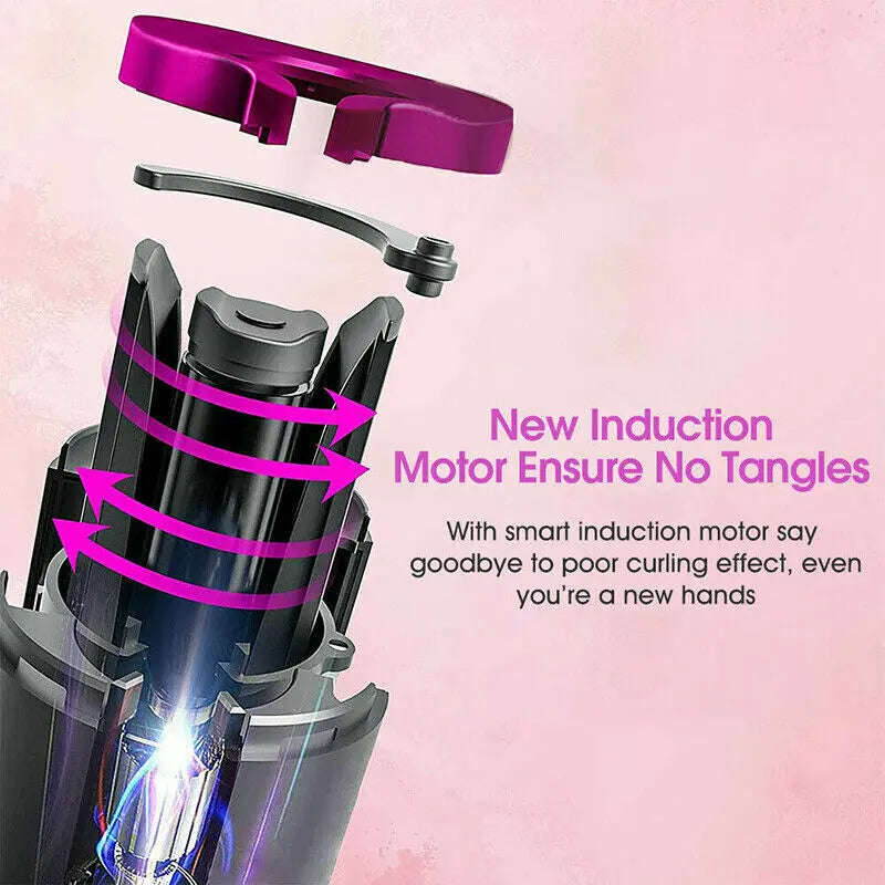 Cordless Wireless Hair Curler Splashis 5000mAh Battery 6 Temperature Settings adjustableheat Alternating Curls Anti-Scald Design Anti-Tangle Technology At-Home Salon Auto Curler Auto Shut-Off auto-rotating Automatic Rotation Beauty Gadget