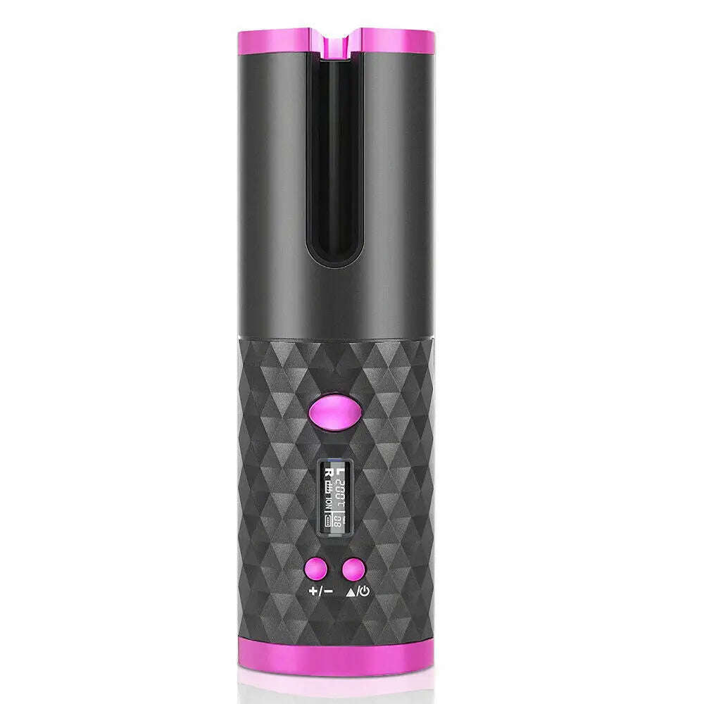 Cordless Wireless Hair Curler Splashis 5000mAh Battery 6 Temperature Settings adjustableheat Alternating Curls Anti-Scald Design Anti-Tangle Technology At-Home Salon Auto Curler Auto Shut-Off auto-rotating Automatic Rotation Beauty Gadget