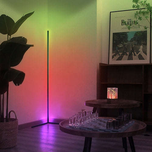Corner RGB Smart Mood Floor Lamp Splashis 50000 hour bulb 55 inch lamp accent lighting aesthetic lighting aesthetic room affordable luxury aluminum lamp ambient lighting apartment essentials app controlled lighting background lighting bedroom