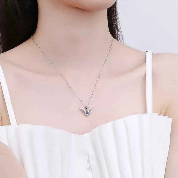 Moissanite antler pendant necklace in 925 silver — primary view