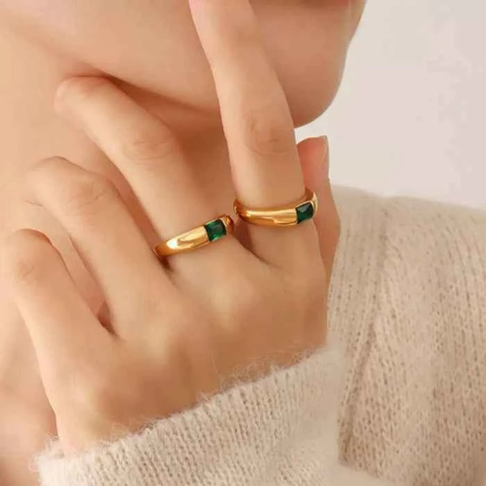 Zircon ring in 18K gold-plated titanium steel — primary view