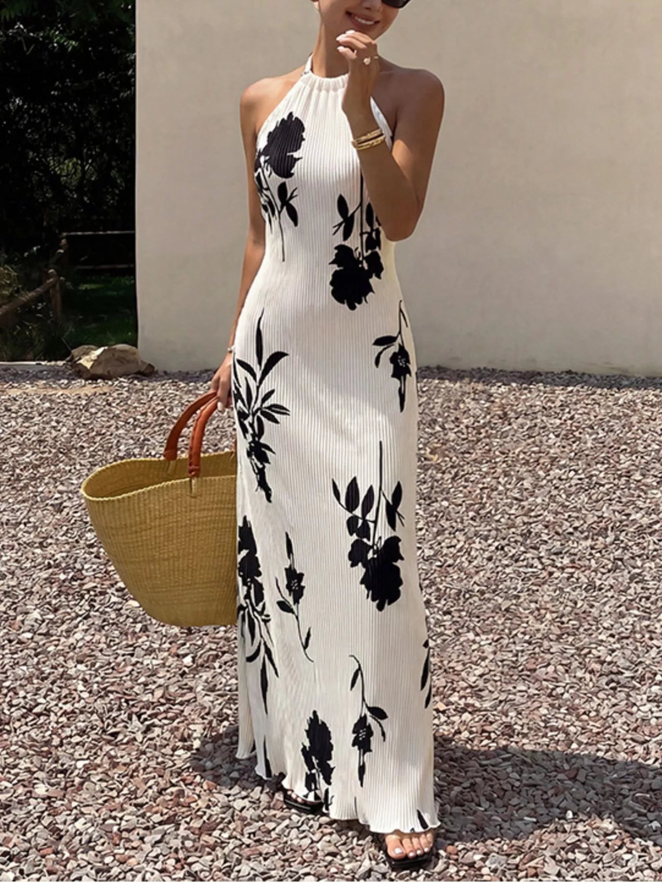 Floral Print Halter Neck Maxi Dress Secondary image