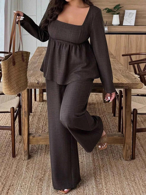 Plus size long sleeve two-piece set — additional view 2