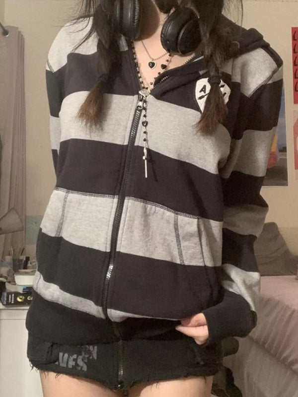 Striped Zip-Up Hoodie view 2