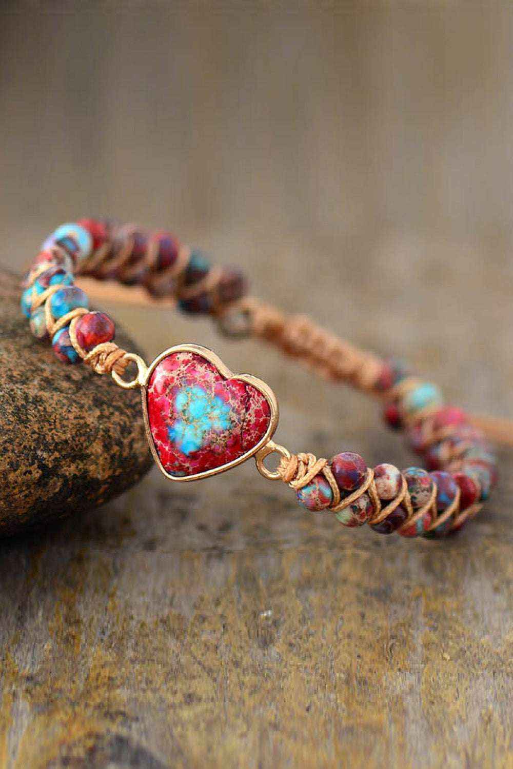Handmade Heart Stone Bracelet for Love and Serenity Secondary image