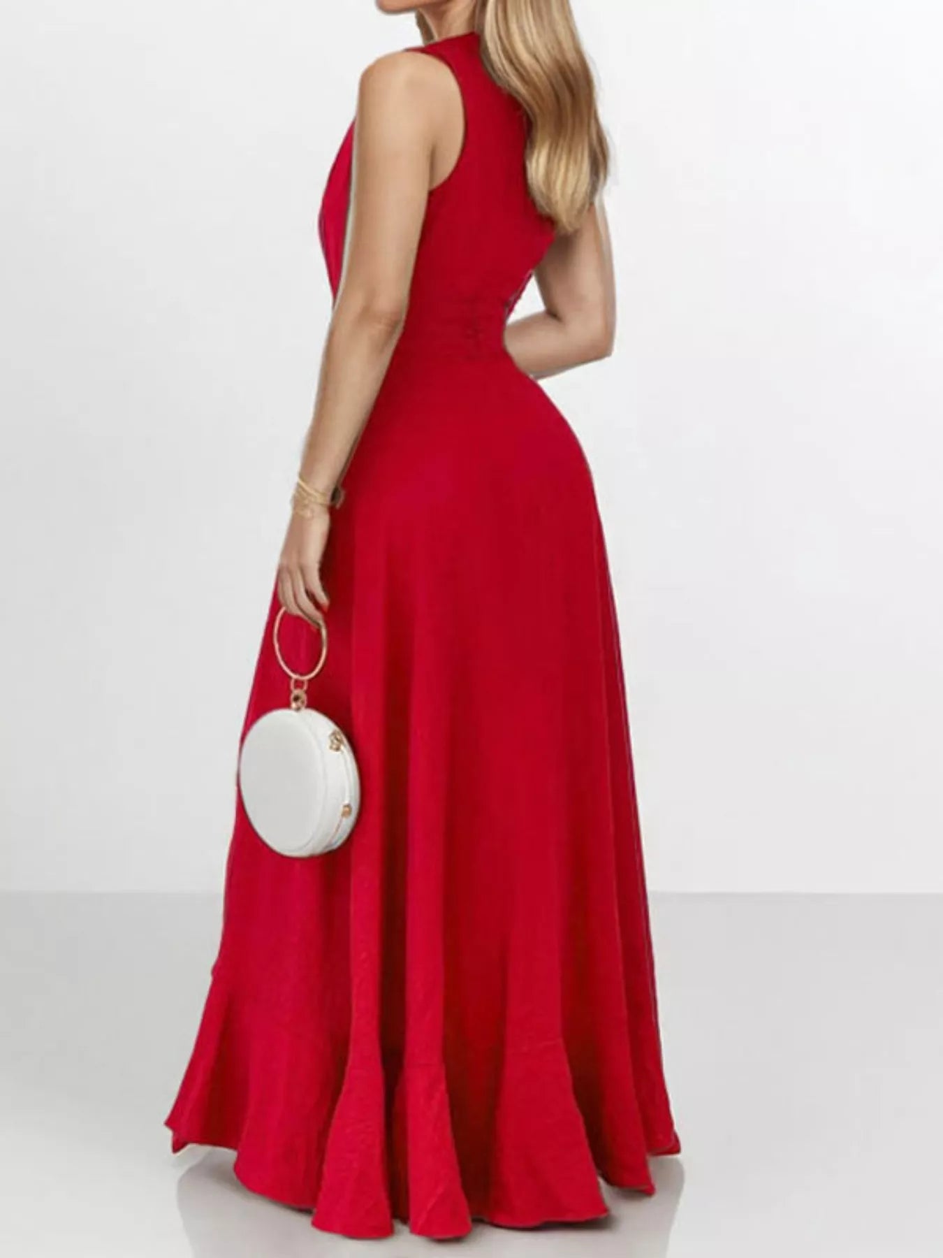 Full Size Ruffled High-Low Maxi Dress Plus Size-Maxi Dress.-Splashis-Splashis