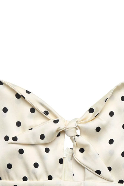 Polka Dot Tie-Front Cutout Maxi Dress-Maxi Dress.-Splashis-Splashis