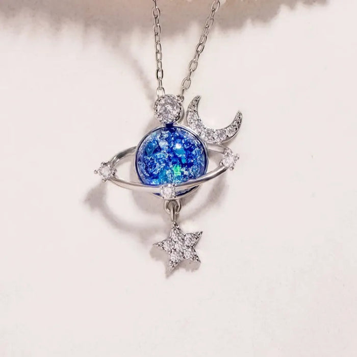 Zircon moon and star pendant necklace — primary view メイン画像