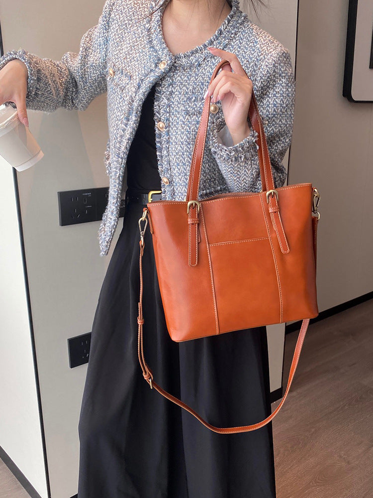 Leather Tote Bag with Adjustable Strap product photo