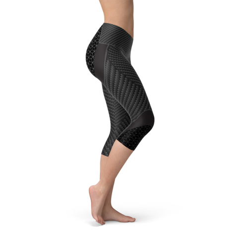 Women Carbon Fiber Sports Capri Leggings - Splashis