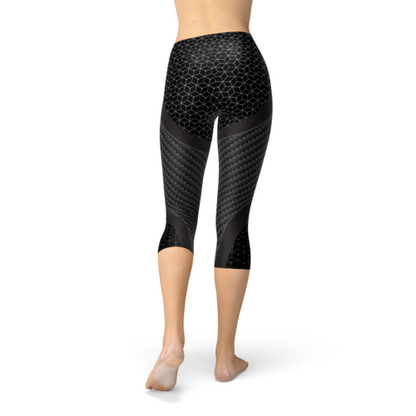 Women Carbon Fiber Sports Capri Leggings - Splashis
