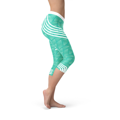 Turquoise Sports Capri Leggings - Splashis