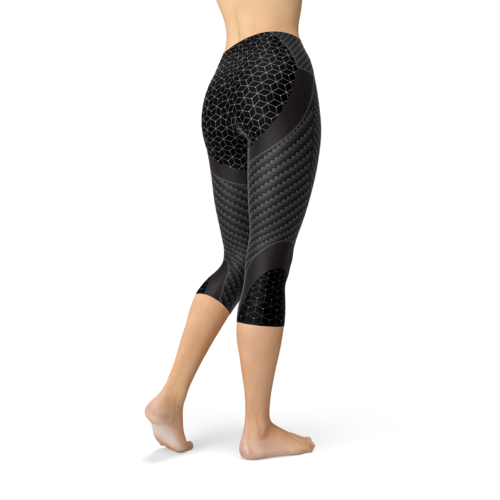 Women Carbon Fiber Sports Capri Leggings - Splashis