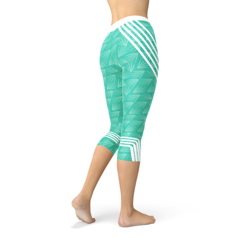 Turquoise Sports Capri Leggings - Splashis