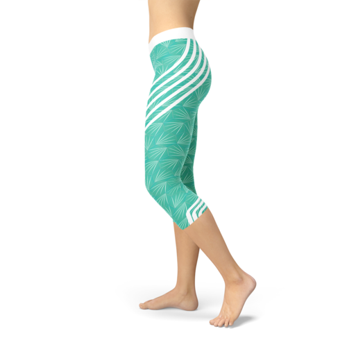 Turquoise Sports Capri Leggings - Splashis