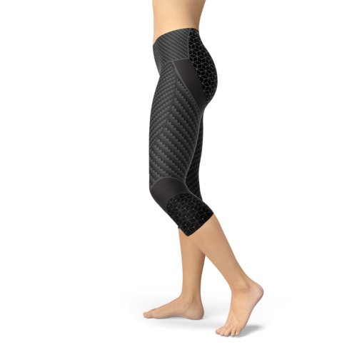 Women Carbon Fiber Sports Capri Leggings - Splashis