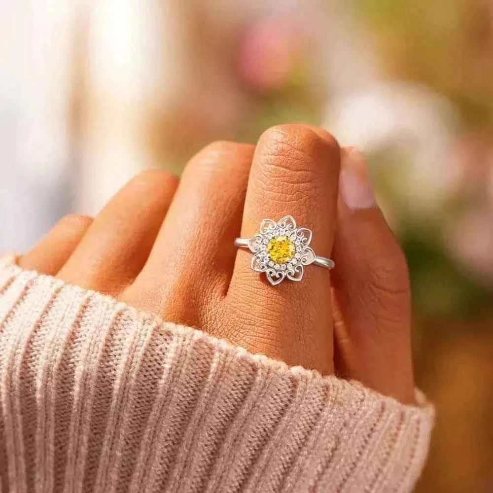 Zircon flower ring in 925 sterling silver — additional view 4